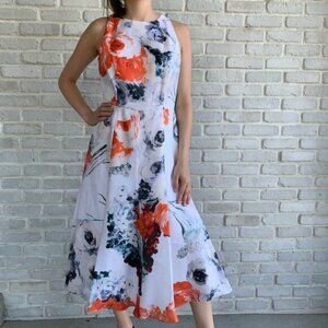 NWT Carmen Marc Valvo Midi Dress Floral Sz 8